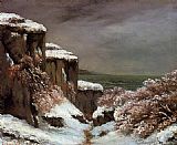 Famous Sea Paintings - Cliffs by the Sea in the Snow